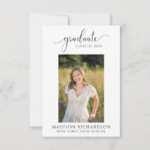 Schwarz-Weiß-Script-Foto-Abschluss Einladung (Vorderseite)