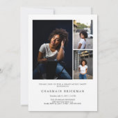 Schwarz-Weiß-Script-Foto-Collage-Abschluss Einladung (Rückseite)