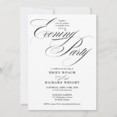 Schwarz-Weiß-Script-Foto-Hochzeitsabendparty Einladung (Vorderseite)