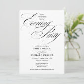 Schwarz-Weiß-Script-Foto-Hochzeitsabendparty Einladung (Stehend Vorderseite)