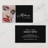 Schwarz-Weiß-Script-Foto-Make-up Visitenkarte (Vorne/Hinten)