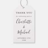 Schwarz-Weiß-Script-Gastgeschenk Hochzeit Vielen D Geschenkanhänger (Vorderseite)