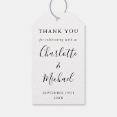 Schwarz-Weiß-Script-Gastgeschenk Hochzeit Vielen D Geschenkanhänger (Rückseite)