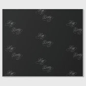 Schwarz-Weiß-Script-Happy Birthday Geschenkpapier (Flach)