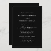 Schwarz-Weiß-Script-Hochzeit Einladung (Vorne/Hinten)