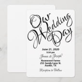 Schwarz-Weiß-Script-Hochzeit Einladung (Vorne/Hinten)