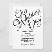Schwarz-Weiß-Script-Hochzeit Einladung (Vorderseite)