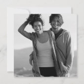 Schwarz-Weiß-Script-Hochzeit Monochrome-Foto Einladung (Rückseite)