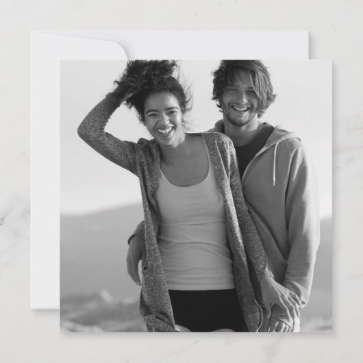 Schwarz-Weiß-Script-Hochzeit Monochrome-Foto Einladung (Rückseite)