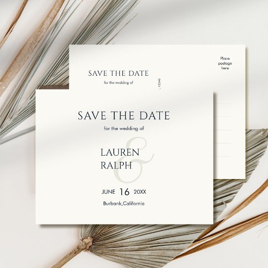 Schwarz-Weiß-Script-Hochzeit speichern Sie das Dat Ankündigungspostkarte