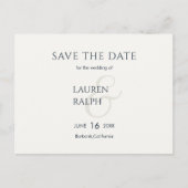 Schwarz-Weiß-Script-Hochzeit speichern Sie das Dat Ankündigungspostkarte (Vorderseite)