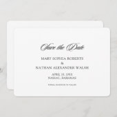 Schwarz-Weiß-Script-Hochzeit speichern Sie das Dat Einladung (Vorne/Hinten)