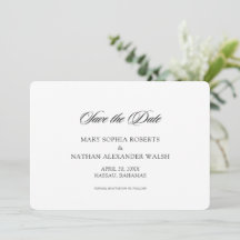 Schwarz-Weiß-Script-Hochzeit speichern Sie das Dat