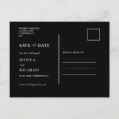 Schwarz-Weiß-Script-Hochzeit speichern Sie das Dat Postkarte (Rückseite)