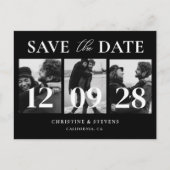Schwarz-Weiß-Script-Hochzeit speichern Sie das Dat Postkarte (Vorderseite)