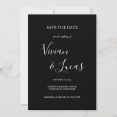 Schwarz-Weiß-Script-Hochzeit speichern Sie das Dat Save The Date (Vorderseite)