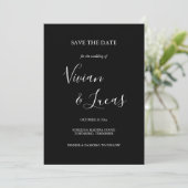 Schwarz-Weiß-Script-Hochzeit speichern Sie das Dat Save The Date (Stehend Vorderseite)