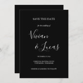 Schwarz-Weiß-Script-Hochzeit speichern Sie das Dat Save The Date (Vorne/Hinten)