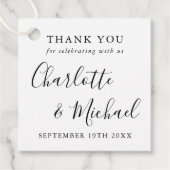 Schwarz-Weiß-Script-Hochzeit Vielen Dank Geschenkanhänger (Vorderseite)