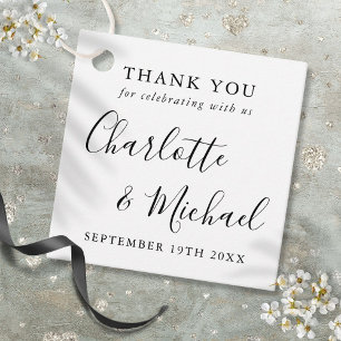 Schwarz-Weiß-Script-Hochzeit Vielen Dank Geschenkanhänger