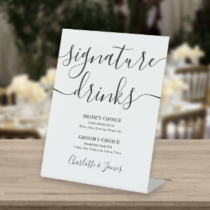 Schwarz-Weiß-Script Hochzeits-Signature-Drinks Sockelschild