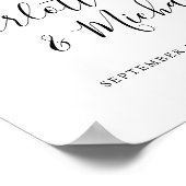 Schwarz-Weiß-Script-Hochzeits-Willkommensschild Poster (Ecke)