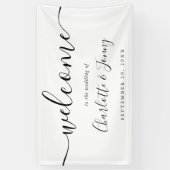 Schwarz-Weiß-Script Hochzeitsbegrüßung Banner (Vertikal)