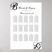 Schwarz-Weiß-Script-Hochzeitsdiagramm Poster (Vorne)