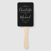 Schwarz-Weiß-Script-Hochzeitsprogramm Fächer (Vorderseite)