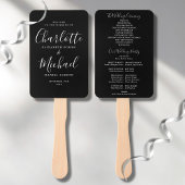 Schwarz-Weiß-Script-Hochzeitsprogramm Fächer