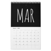 Schwarz-Weiß-Script-Kalligrafie-Schrift Kalender (Mär 2027)