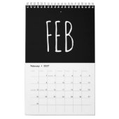 Schwarz-Weiß-Script-Kalligrafie-Schrift Kalender (Feb 2027)