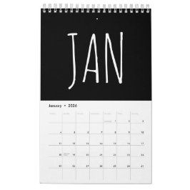 Schwarz-Weiß-Script-Kalligrafie-Schrift Kalender