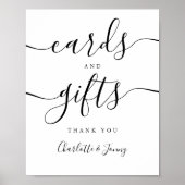 Schwarz-Weiß-Script-Karten und Geschenke-Zeichen Poster (Vorne)