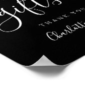 Schwarz-Weiß-Script-Karten und Geschenke-Zeichen Poster (Ecke)