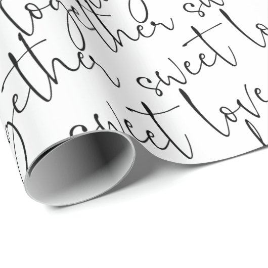 Schwarz-Weiß-Script-Liebe Geschenkpapier (Rolleneckpunkt)