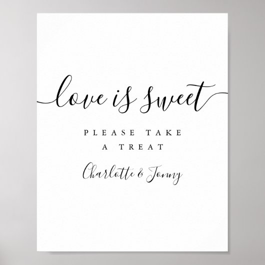 Schwarz-Weiß-Script-Liebe ist ein süßes Zeichen Poster (Vorne)