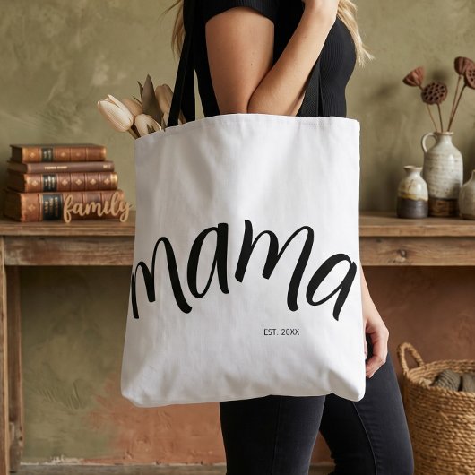 Schwarz-Weiß-Script Mama Established Elegant Tasche
