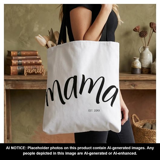Schwarz-Weiß-Script Mama Established Elegant  Tasche