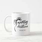 Schwarz-Weiß-Script Moderner Bow Frohe Weihnachten Kaffeetasse (Links)