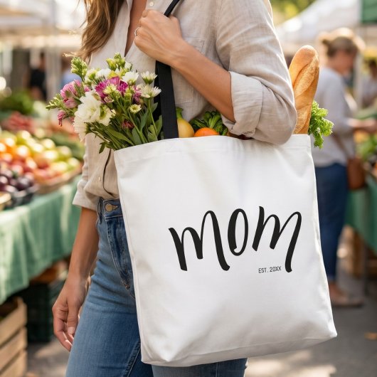 Schwarz-Weiß-Script Mom Established Elegant Tasche