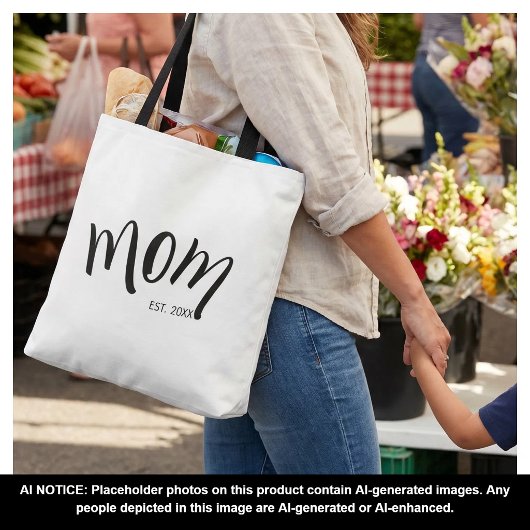 Schwarz-Weiß-Script Mom Established Minimal Tasche