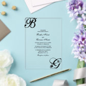 Schwarz-Weiß-Script-Monogramm-Hochzeit Acryleinladungen (In Situ (Hochzeit))