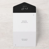 Schwarz-Weiß-Script-Monogramm-Hochzeit All In One Einladung (Außenbereich)