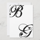Schwarz-Weiß-Script-Monogramm-Hochzeit Einladung (Rückseite)