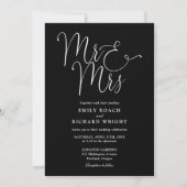 Schwarz-Weiß-Script Mr. und Mrs. Foto Wedding Einladung (Vorderseite)