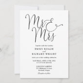 Schwarz-Weiß-Script Mr. und Mrs. Foto Wedding Einladung (Vorderseite)