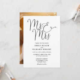 Schwarz-Weiß-Script Mr. und Mrs. Foto Wedding Einladung