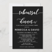 Schwarz-Weiß-Script-Probe-Dinner Einladung (Vorderseite)