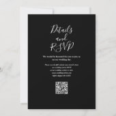 Schwarz-Weiß-Script QR-Code Hochzeit Einladung (Rückseite)